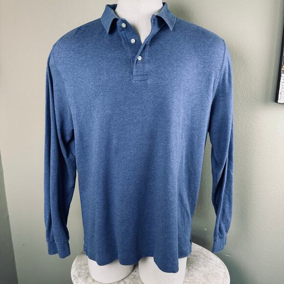 Lands' End Peruvian Cotton Shirt L Long sleeve 3 button neck collar - Picture 5 of 7